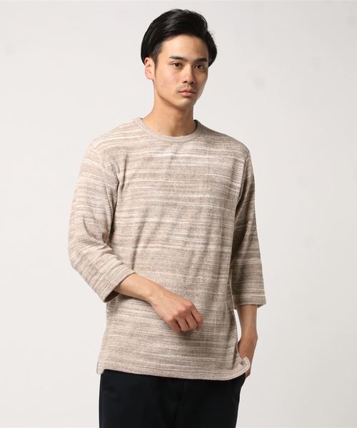JOURNAL STANDARD relume(ジャーナルスタンダード レリューム)の「杢パイル 7S Tシャツ# (Tシャツ/カットソー・メンズ・グレー/ブラウン系その他/ネイビー・LARGE/MEDIUM)」の4枚目の写真