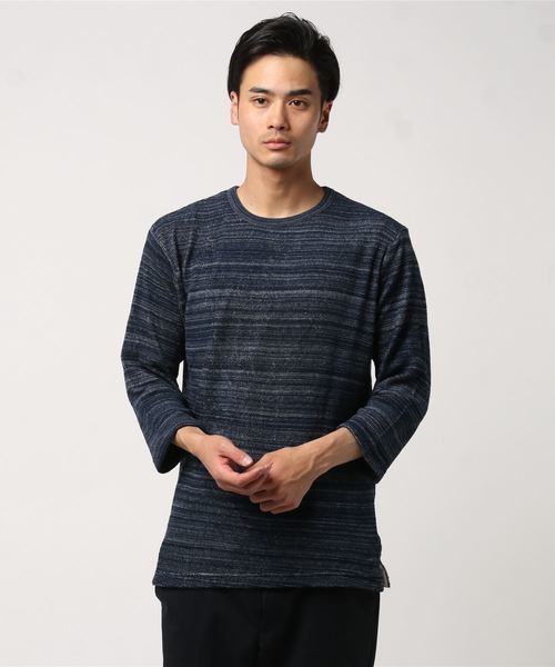 JOURNAL STANDARD relume(ジャーナルスタンダード レリューム)の「杢パイル 7S Tシャツ# (Tシャツ/カットソー・メンズ・グレー/ブラウン系その他/ネイビー・LARGE/MEDIUM)」の6枚目の写真