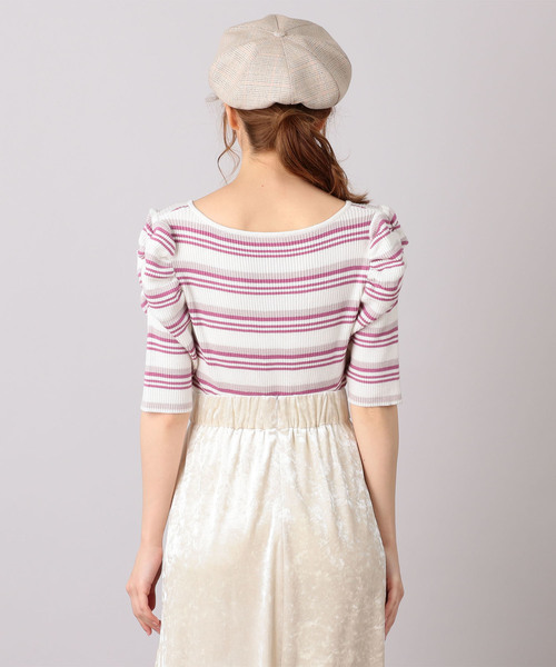 MIIA（ミーア）の「パワーショルダーリブニット（ニット/セーター・レディース・ホワイト/ライトグレー/ブラック/ピンク/ホワイト×ピンク・FREE）」の9枚目の写真