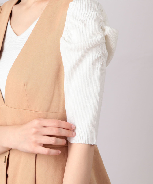 MIIA（ミーア）の「パワーショルダーリブニット（ニット/セーター・レディース・ホワイト/ライトグレー/ブラック/ピンク/ホワイト×ピンク・FREE）」の12枚目の写真