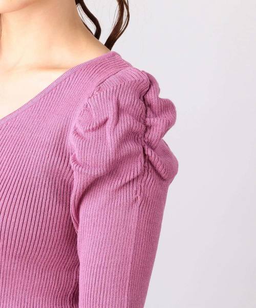 MIIA（ミーア）の「パワーショルダーリブニット（ニット/セーター・レディース・ホワイト/ライトグレー/ブラック/ピンク/ホワイト×ピンク・FREE）」の13枚目の写真