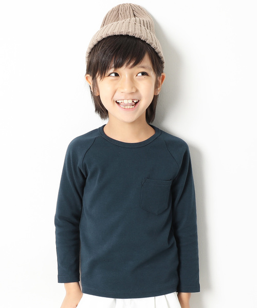 devirock（デビロック）の「ポケット付厚手もっちり長袖Tシャツ（Tシャツ/カットソー・キッズ・ブラック/ネイビー/オフホワイト/カーキ/ラベンダー/ヘザーチャコール/スモークピンク・100cm/120cm/130cm/140cm/150cm/160cm/110cm）」の5枚目の写真