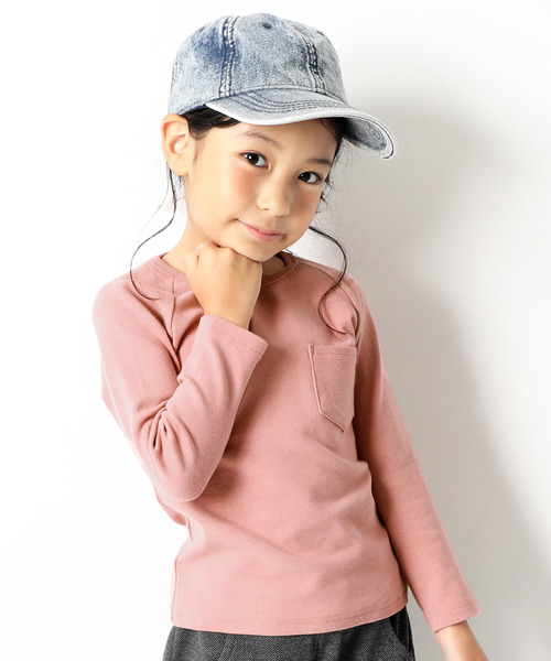 devirock（デビロック）の「ポケット付厚手もっちり長袖Tシャツ（Tシャツ/カットソー・キッズ・ブラック/ネイビー/オフホワイト/カーキ/ラベンダー/ヘザーチャコール/スモークピンク・100cm/120cm/130cm/140cm/150cm/160cm/110cm）」の7枚目の写真