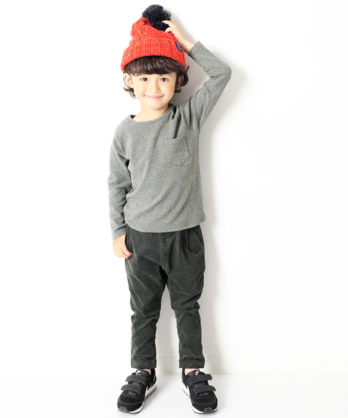 devirock（デビロック）の「ポケット付厚手もっちり長袖Tシャツ（Tシャツ/カットソー・キッズ・ブラック/ネイビー/オフホワイト/カーキ/ラベンダー/ヘザーチャコール/スモークピンク・100cm/120cm/130cm/140cm/150cm/160cm/110cm）」の19枚目の写真