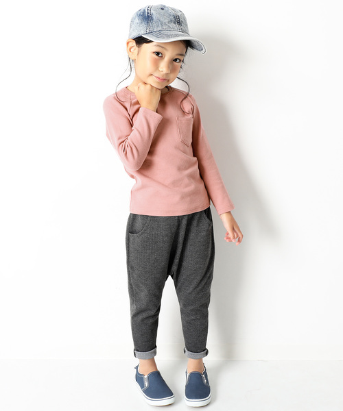 devirock（デビロック）の「ポケット付厚手もっちり長袖Tシャツ（Tシャツ/カットソー・キッズ・ブラック/ネイビー/オフホワイト/カーキ/ラベンダー/ヘザーチャコール/スモークピンク・100cm/120cm/130cm/140cm/150cm/160cm/110cm）」の10枚目の写真