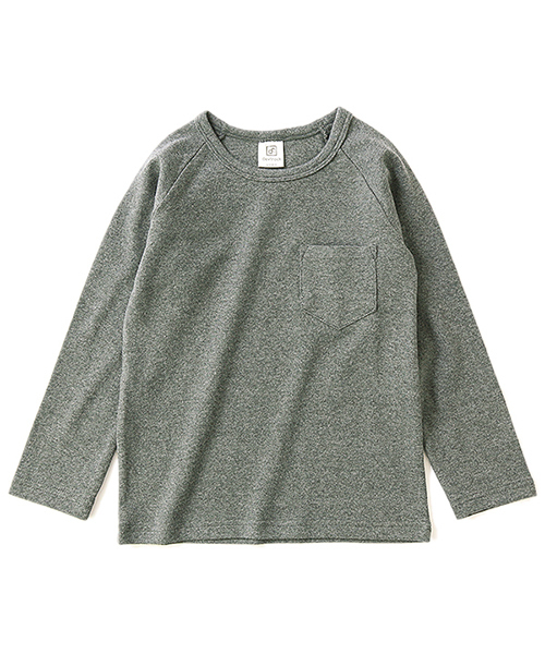 devirock（デビロック）の「ポケット付厚手もっちり長袖Tシャツ（Tシャツ/カットソー・キッズ・ブラック/ネイビー/オフホワイト/カーキ/ラベンダー/ヘザーチャコール/スモークピンク・100cm/120cm/130cm/140cm/150cm/160cm/110cm）」の9枚目の写真