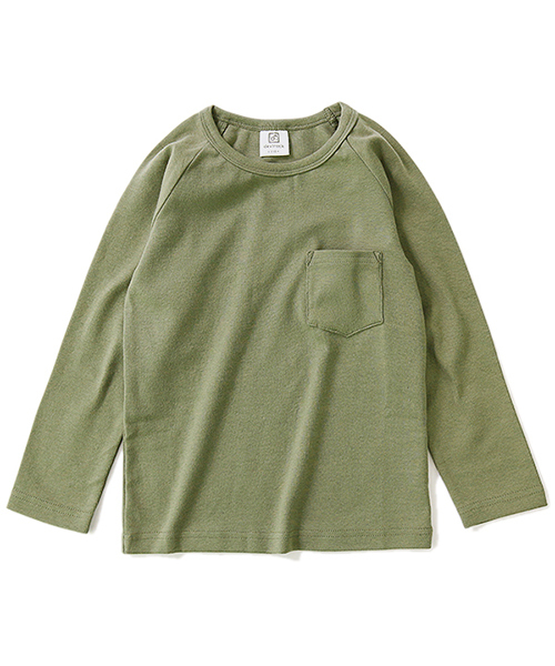 devirock（デビロック）の「ポケット付厚手もっちり長袖Tシャツ（Tシャツ/カットソー・キッズ・ブラック/ネイビー/オフホワイト/カーキ/ラベンダー/ヘザーチャコール/スモークピンク・100cm/120cm/130cm/140cm/150cm/160cm/110cm）」の11枚目の写真