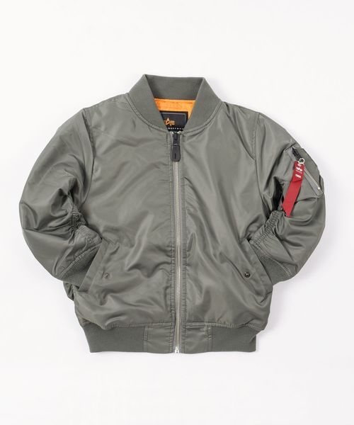 SHIPS(シップス)の「ALPHA:KIDS MA-1 2018FW(100~160cm)(MA-1・キッズ・グレー/オリーブ/ブルー/ライトピンク・100/110/120/130/140/150/160)」の2枚目の写真