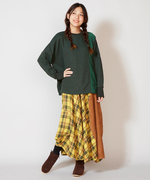 チャイハネ（チャイハネ）の「【チャイハネ】チェック柄変形マキシ丈スカート（スカート・レディース・ブルー/レッド/イエロー・FREE）」の5枚目の写真