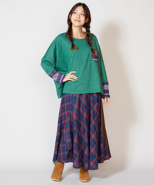 チャイハネ（チャイハネ）の「【チャイハネ】チェック柄変形マキシ丈スカート（スカート・レディース・ブルー/レッド/イエロー・FREE）」の8枚目の写真