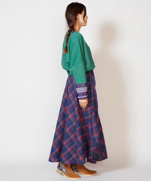 チャイハネ（チャイハネ）の「【チャイハネ】チェック柄変形マキシ丈スカート（スカート・レディース・ブルー/レッド/イエロー・FREE）」の13枚目の写真