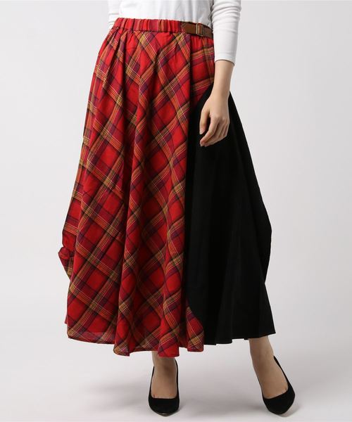 チャイハネ（チャイハネ）の「【チャイハネ】チェック柄変形マキシ丈スカート（スカート・レディース・ブルー/レッド/イエロー・FREE）」の18枚目の写真