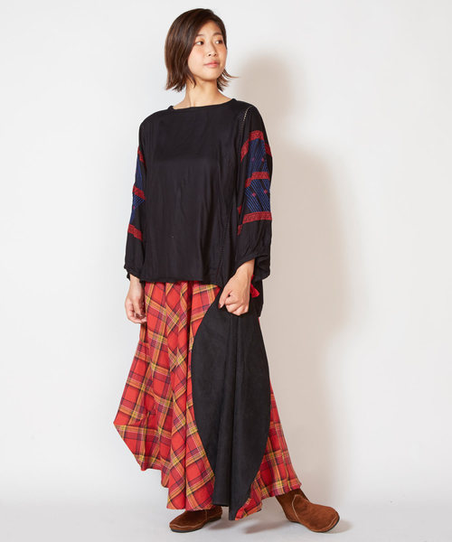 チャイハネ（チャイハネ）の「【チャイハネ】チェック柄変形マキシ丈スカート（スカート・レディース・ブルー/レッド/イエロー・FREE）」の16枚目の写真