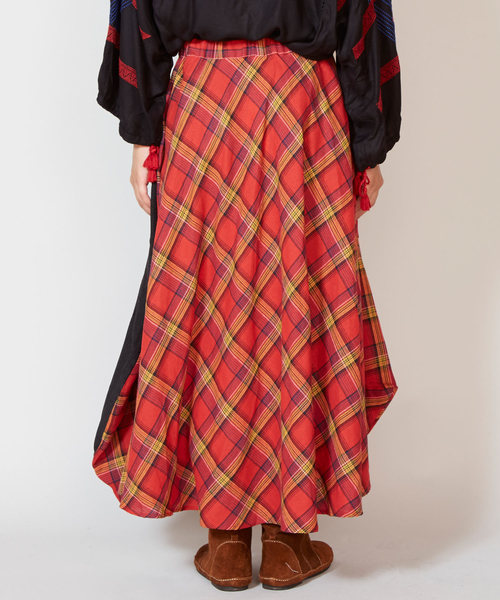 チャイハネ（チャイハネ）の「【チャイハネ】チェック柄変形マキシ丈スカート（スカート・レディース・ブルー/レッド/イエロー・FREE）」の10枚目の写真