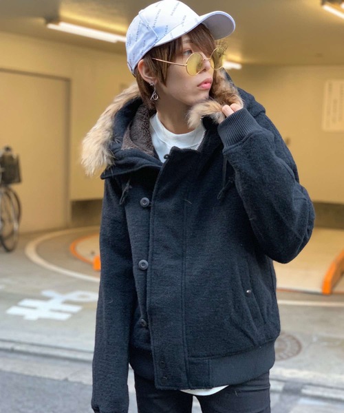 rovtski（ロフトスキー）の「WINTER BLACK　N-2B with FUR　F（ミリタリージャケット・レディース・ブラック/グレー・MEDIUM/LARGE）」の12枚目の写真
