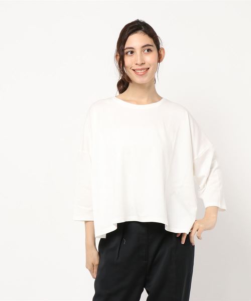 AMERICAN HOLIC(アメリカンホリック)の「スムース7分袖BIGTシャツ*(Tシャツ/カットソー・レディース・ブラック/オフホワイト/グリーン/その他7・FREE)」の2枚目の写真