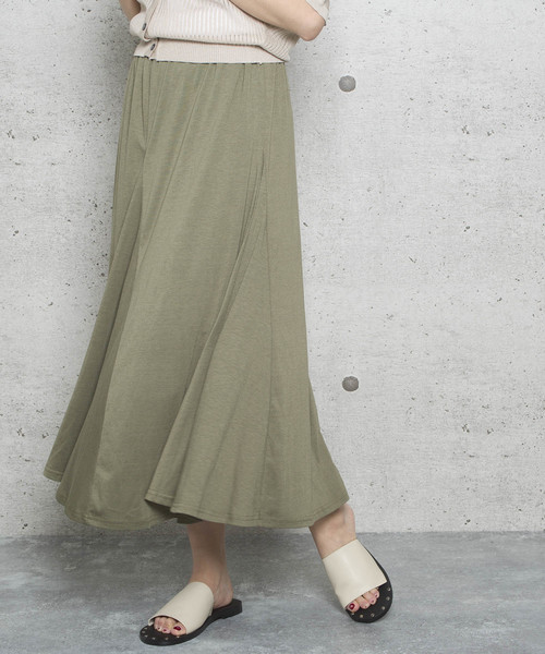 LUGG NAGG(ラグナグ)の「【Jewelobe/ ジュエローブ】カットフレアロングスカート(スカート・レディース・ブラック/ベージュ/ブラウン/カーキ・FREE)」の4枚目の写真