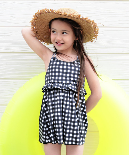 devirock（デビロック）の「ワンピース風セパレート水着（水着・キッズ・レッド/ブルー系その他/ドット/チェック・110cm/100cm/120cm/130cm/140cm/150cm）」の4枚目の写真