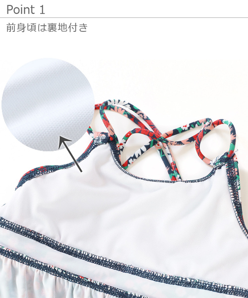 devirock（デビロック）の「ワンピース風セパレート水着（水着・キッズ・レッド/ブルー系その他/ドット/チェック・110cm/100cm/120cm/130cm/140cm/150cm）」の9枚目の写真