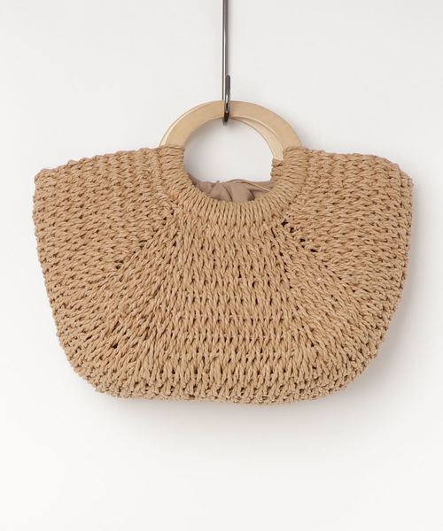 VitaFelice（ヴィータフェリーチェ）の「ウッドハンドルかごトートバッグ（かごバッグ・レディース・ベージュ/アイボリー・FREE）」の3枚目の写真