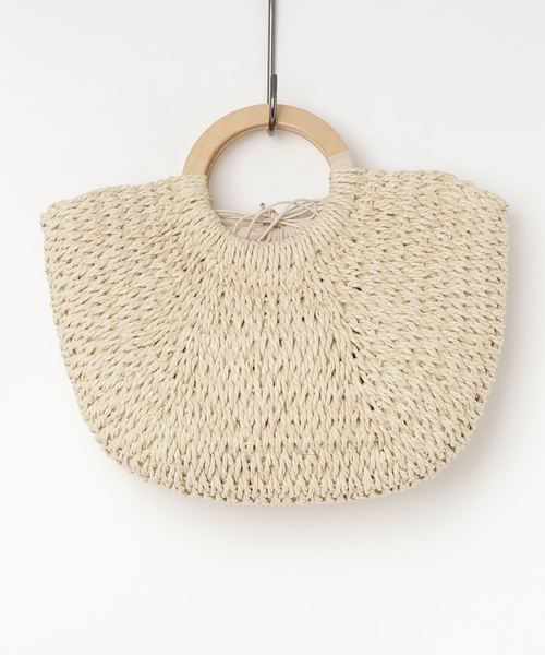 VitaFelice（ヴィータフェリーチェ）の「ウッドハンドルかごトートバッグ（かごバッグ・レディース・ベージュ/アイボリー・FREE）」の9枚目の写真