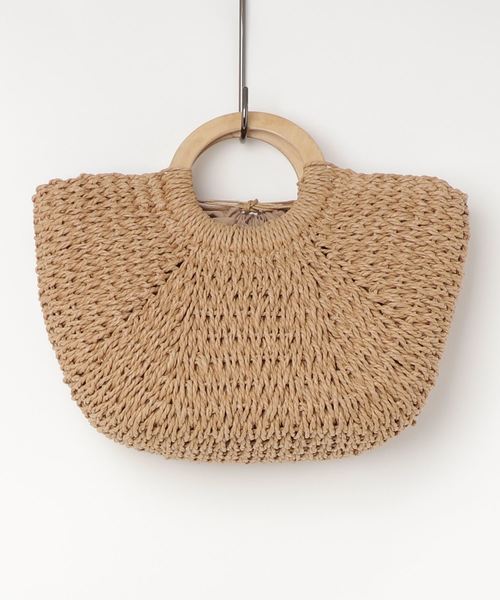 VitaFelice（ヴィータフェリーチェ）の「ウッドハンドルかごトートバッグ（かごバッグ・レディース・ベージュ/アイボリー・FREE）」の8枚目の写真