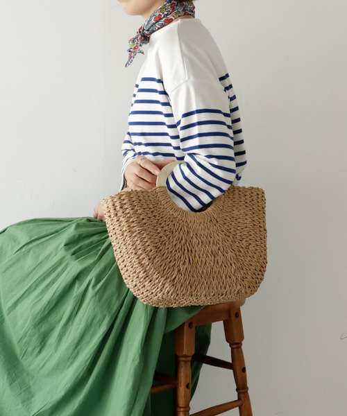 VitaFelice（ヴィータフェリーチェ）の「ウッドハンドルかごトートバッグ（かごバッグ・レディース・ベージュ/アイボリー・FREE）」の17枚目の写真