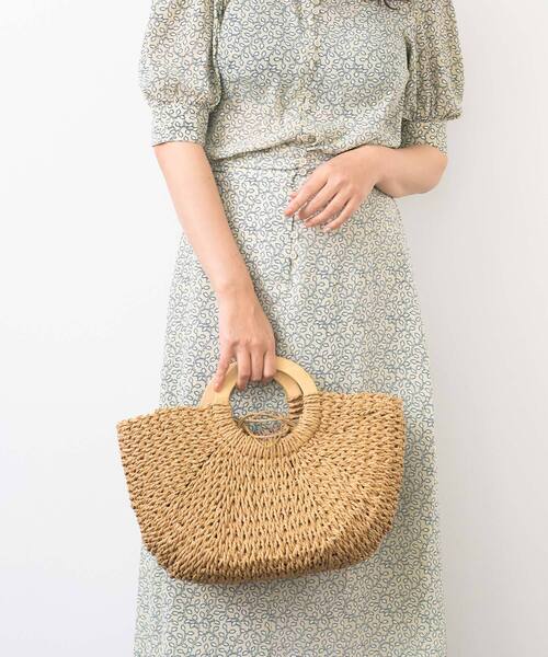 VitaFelice（ヴィータフェリーチェ）の「ウッドハンドルかごトートバッグ（かごバッグ・レディース・ベージュ/アイボリー・FREE）」の12枚目の写真