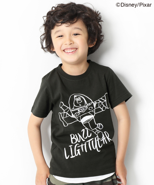 devirock（デビロック）の「トイストーリー バズ手書き風プリントTシャツ（Tシャツ/カットソー・キッズ・ブルー系その他/キャメル/スミクロ・110cm/100cm/120cm/130cm/140cm/150cm/160cm）」の2枚目の写真