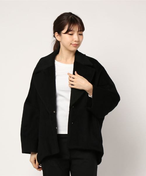 WHYTO.(ホワイト)の「「WHYTO / ホワイト」バッグタックアルパカウールビッグシルエットコート(ダウンジャケット/コート・レディース・ブラック/ベージュ系その他・38/36)」の2枚目の写真