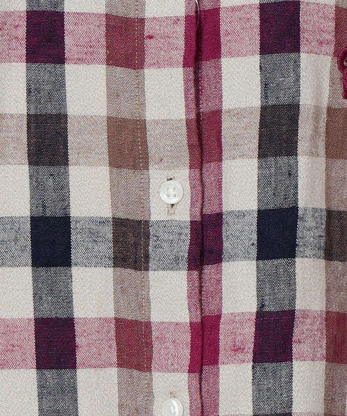 coen（コーエン）の「ウィンターリネンチェックシャツ（シャツ/ブラウス・レディース・ワインレッド/マスタード/ダークグリーン・LARGE/SMALL/MEDIUM）」の9枚目の写真