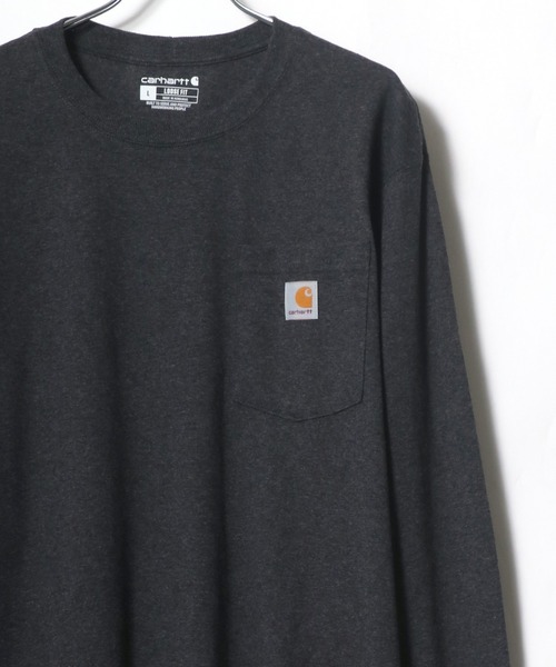 Carhartt(カーハート)の「carhartt/カーハート ビッグシルエット ワンポイント刺繍 ピスネーム ポケット ロングスリーブTシャツ(Tシャツ/カットソー・メンズ・ブラック/ダークブラウン/ネイビー/グレー/グリーン/ワイン/チャコール/ダークオリーブ/ブルー系その他/グリーン系その他/ホワイト・S/M/L/XL)」の1枚目の写真