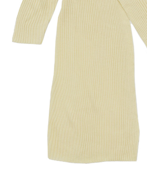 select MOCA(セレクトモカ)の「アシンメトリーリブニットワンピース(ラウンドネックハイスリットミモレ丈ワンピース)(ワンピース・レディース・ブラック/カーキ/アイボリー・FREE)」の21枚目の写真