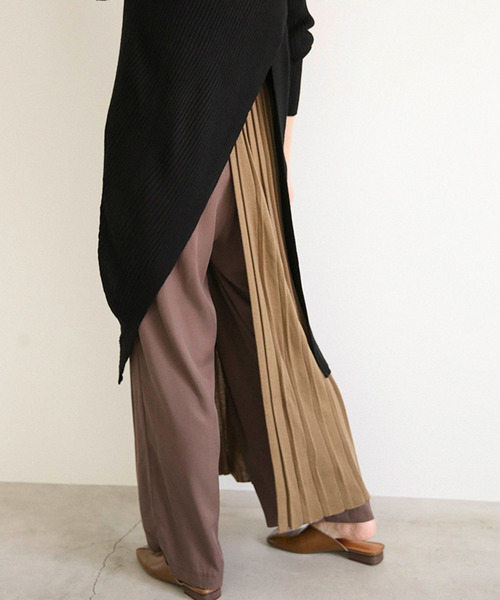 select MOCA(セレクトモカ)の「アシンメトリーリブニットワンピース(ラウンドネックハイスリットミモレ丈ワンピース)(ワンピース・レディース・ブラック/カーキ/アイボリー・FREE)」の15枚目の写真