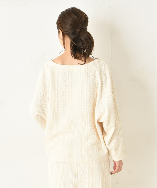 DouDou（ドゥドゥ）の「カットジャガードプルオーバー（Tシャツ/カットソー・レディース・オフホワイト/モカ・FREE）」の14枚目の写真