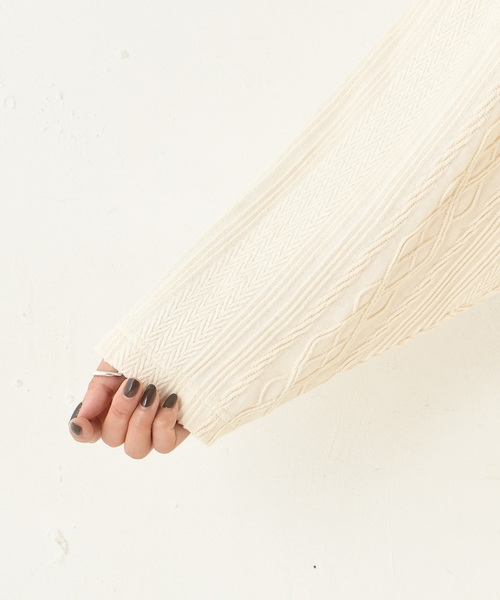 DouDou（ドゥドゥ）の「カットジャガードプルオーバー（Tシャツ/カットソー・レディース・オフホワイト/モカ・FREE）」の16枚目の写真