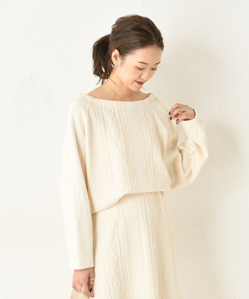 DouDou（ドゥドゥ）の「カットジャガードプルオーバー（Tシャツ/カットソー・レディース・オフホワイト/モカ・FREE）」の20枚目の写真