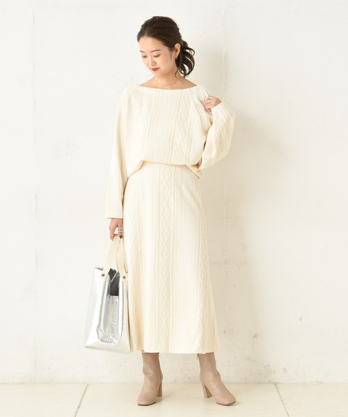 DouDou（ドゥドゥ）の「カットジャガードプルオーバー（Tシャツ/カットソー・レディース・オフホワイト/モカ・FREE）」の22枚目の写真