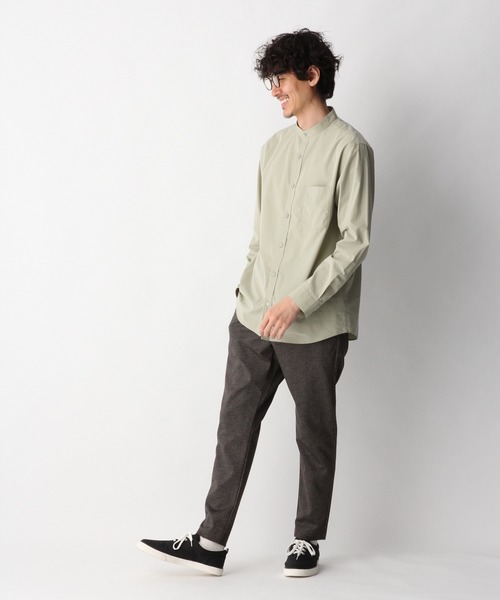 GLOBAL WORK（グローバルワーク）の「ファインスムースバンドカラー/861640（シャツ/ブラウス・メンズ・ホワイト/ライトブルー/カーキ/ライトブラウン・SMALL/MEDIUM/LARGE/X-LARGE）」の5枚目の写真