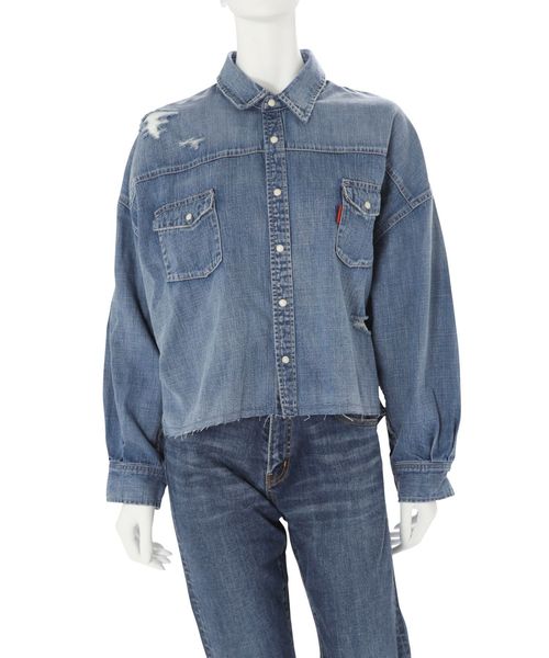 Ungrid（アングリッド）の「ルーズショートダメージデニムシャツ（シャツ/ブラウス・レディース・ブルー・FREE）」の11枚目の写真