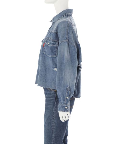 Ungrid（アングリッド）の「ルーズショートダメージデニムシャツ（シャツ/ブラウス・レディース・ブルー・FREE）」の3枚目の写真