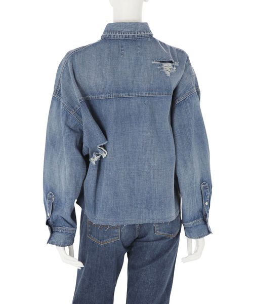 Ungrid（アングリッド）の「ルーズショートダメージデニムシャツ（シャツ/ブラウス・レディース・ブルー・FREE）」の7枚目の写真