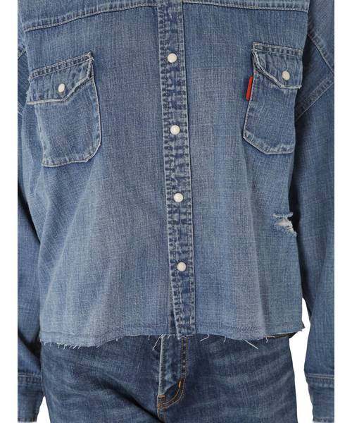 Ungrid（アングリッド）の「ルーズショートダメージデニムシャツ（シャツ/ブラウス・レディース・ブルー・FREE）」の5枚目の写真