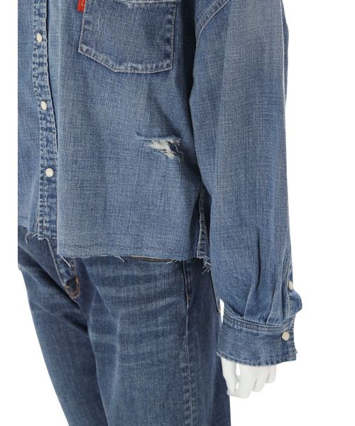 Ungrid（アングリッド）の「ルーズショートダメージデニムシャツ（シャツ/ブラウス・レディース・ブルー・FREE）」の9枚目の写真