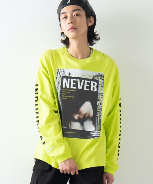 WEGO（ウィゴー）の「WEGO/PhotoビッグシルエットロンT（Tシャツ/カットソー・メンズ・ホワイト/ブラック/グリーン/ホワイト系その他/その他3/その他2/その他1/その他4・MEDIUM/LARGE）」の5枚目の写真