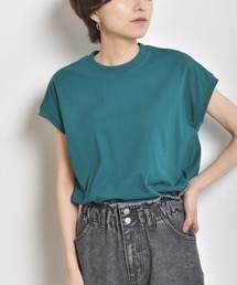 リブ使いフレンチスリーブTシャツ