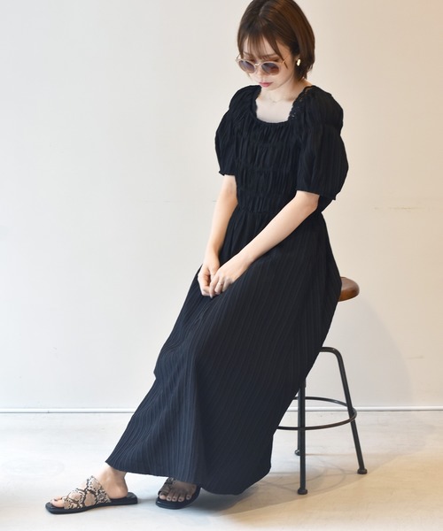 kloset クロセット ミニワンピースパフスリーブ グレー