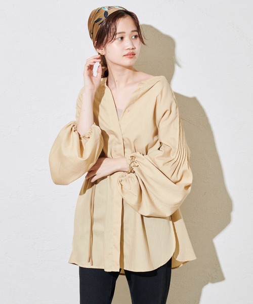 新作¥7590【mystic】ラグランタックボリュームシャツ mystic（ミスティック）の「ラグランタックボリュームシャツ（シャツ