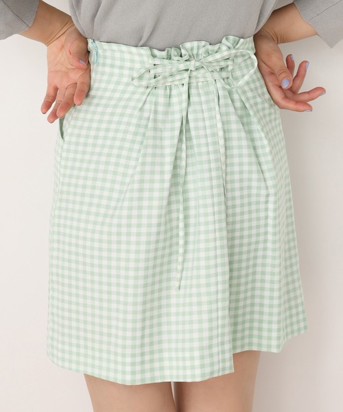 one after another NICE CLAUP(ワンアフターアナザーナイスクラップ)の「うしろレースアップミニスカート(スカート・レディース・グリーン/ブラック/ブラウン/ベージュ・FREE)」の4枚目の写真