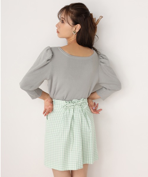 one after another NICE CLAUP(ワンアフターアナザーナイスクラップ)の「うしろレースアップミニスカート(スカート・レディース・グリーン/ブラック/ブラウン/ベージュ・FREE)」の6枚目の写真